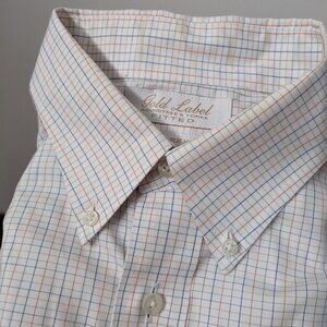 Roundtree & Yorke 15.5x35 Striped Dress Shirt - Orange/Blue